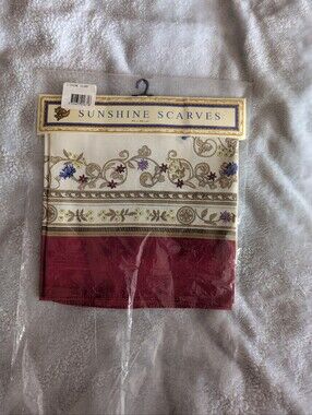 Australian Sunshine Scarf Whimsical Red and Cream Floral Border 90x90cm